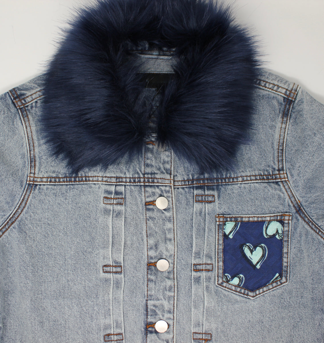 ADULT FF Denim Jacket w/ Detachable Faux-Fur Collar – Frankie's Runway