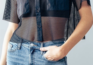 ADULT Black Mesh Pocket Top