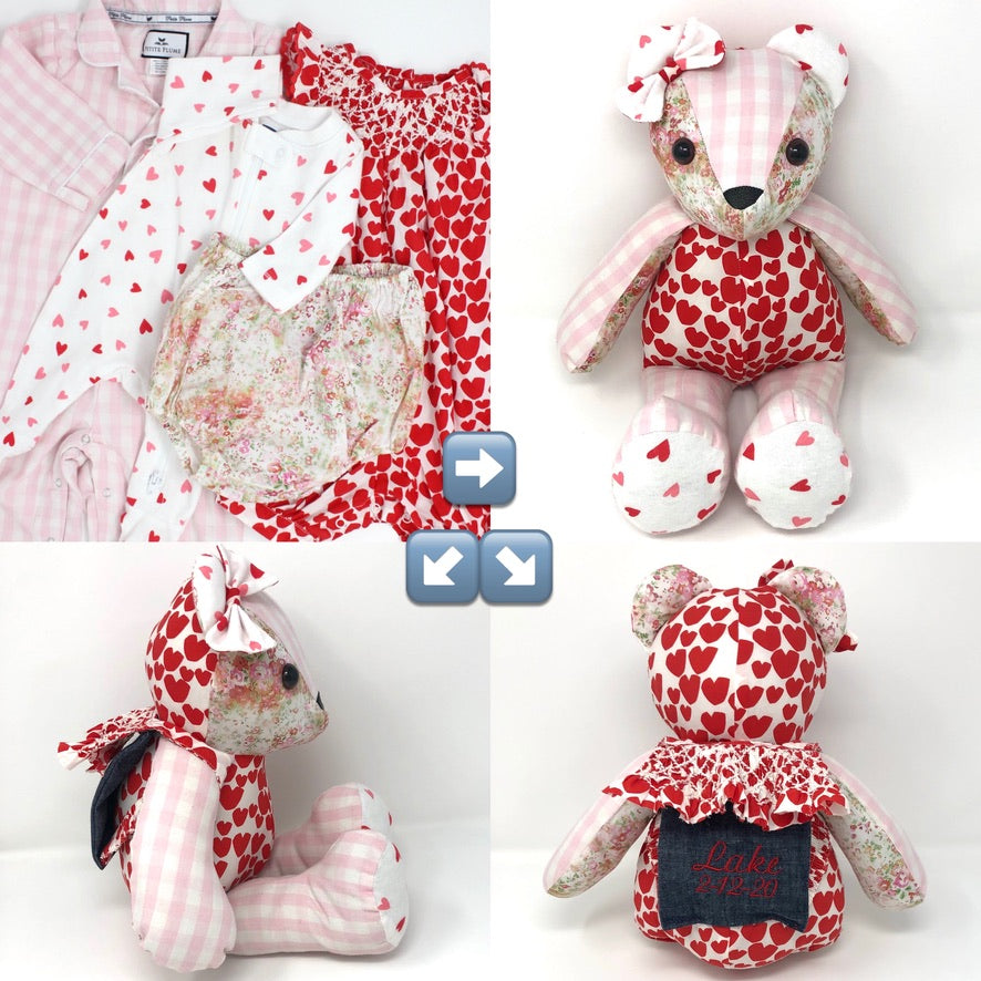 Custom Memory Bear, Keepsake Bear, Baby Clothes